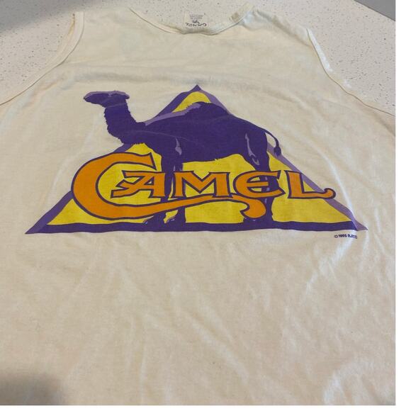 Vintage 90s CAMEL Cigarettes Faded Distress Tank Top Beige Size XL - Picture 8 of 9